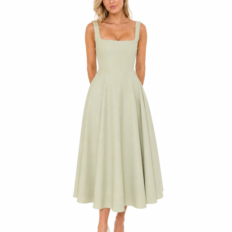 Robe femme bretelles couleur unie - couleur noire vue face