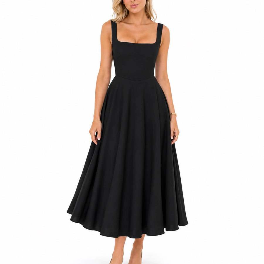 Robe femme bretelles fluide élégante - silhouette complète