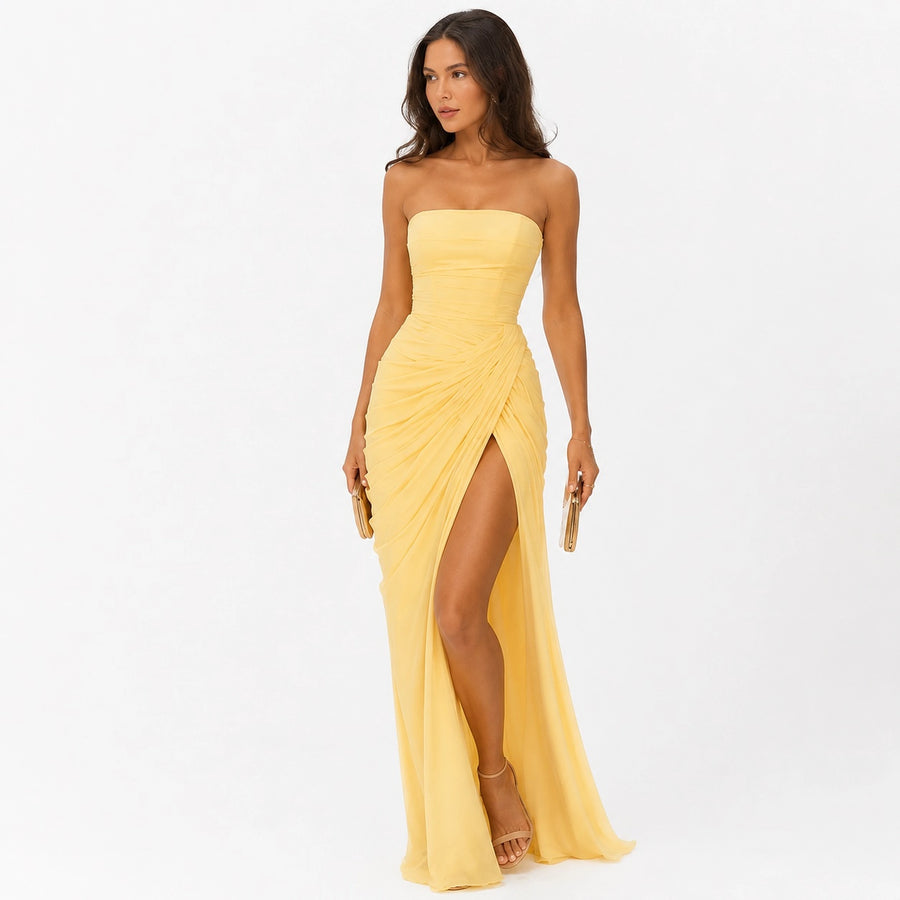 Robe soirée longue bustier dos nu - vue de dos