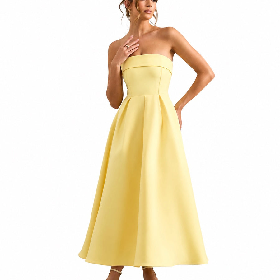 Robe longue bustier sans bretelles - vue de dos