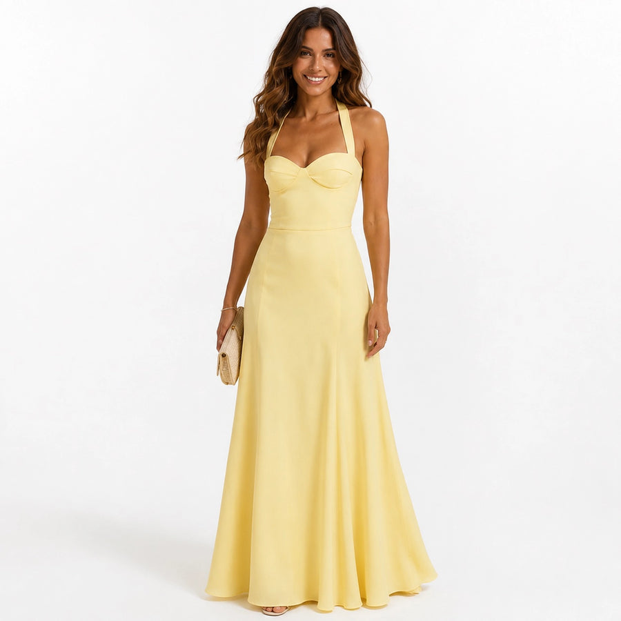Robe longue sirène femme dos nu - silhouette complète