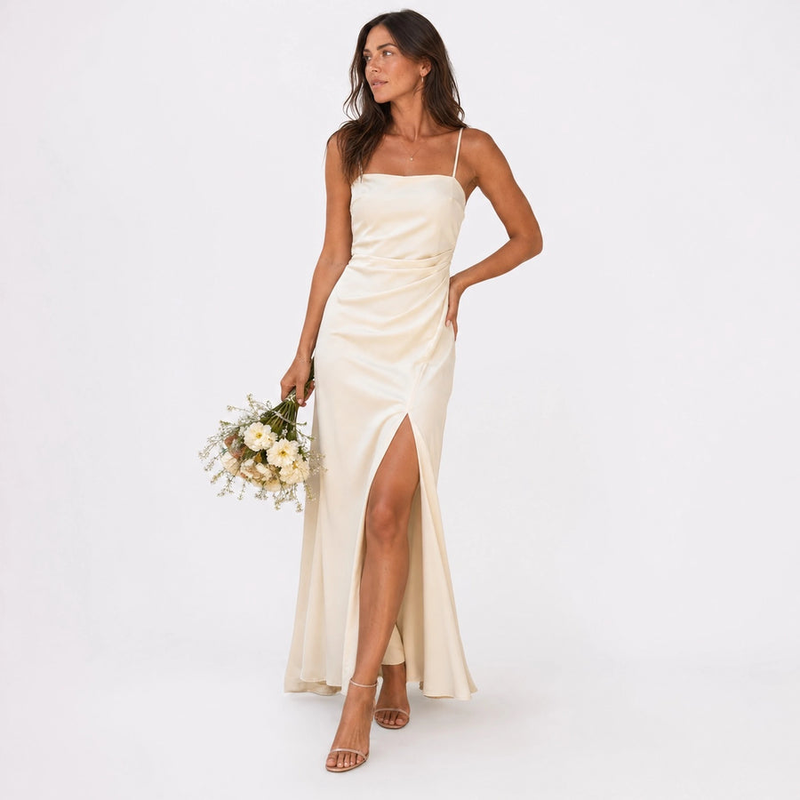 Robe longue fourreau femme dos lacé - vue de dos lacets