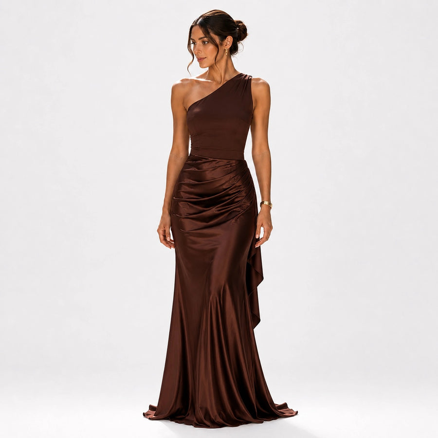 Robe soirée longue sirène femme - couleur noire vue face