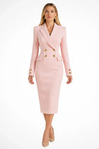 Robe Blazer Femme - Midi Fermeture Croisée Boutons - Pink