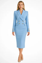 Robe Blazer Femme - Midi Fermeture Croisée Boutons - Blue