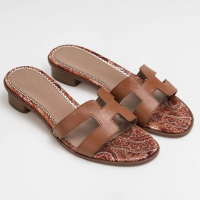 Sandales mules femme découpe H semelle python talon bas - vue face couleur gris bleu