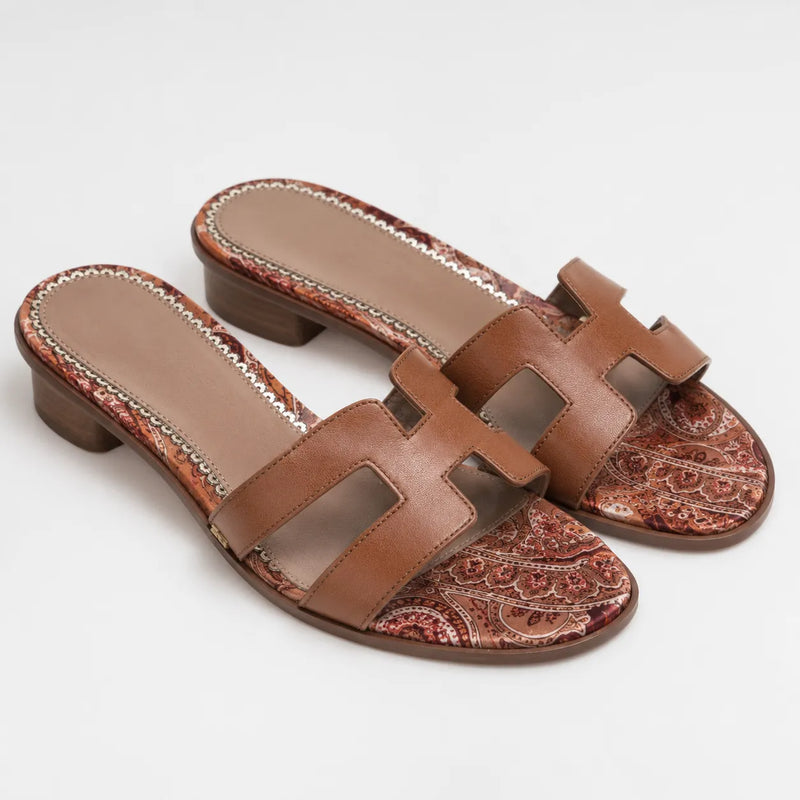 Sandales mules femme découpe H semelle python talon bas - vue face couleur gris bleu
