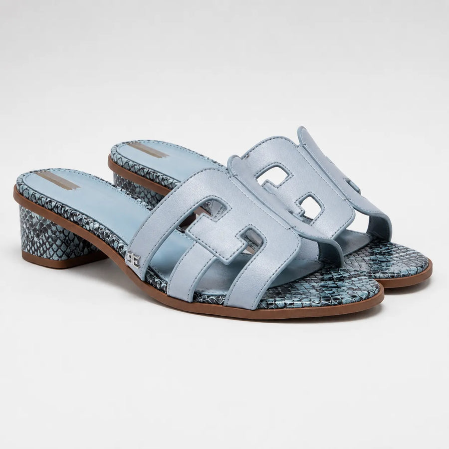 Sandales mules femme semelle python - vue de côté découpe H