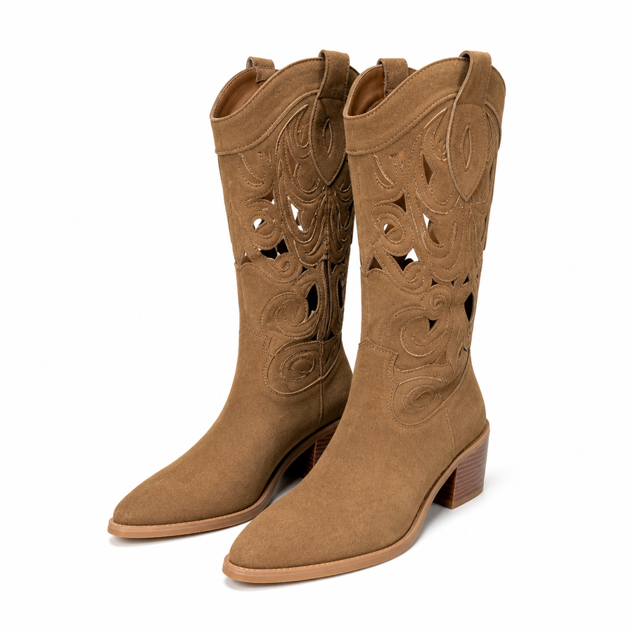 Bottes à talons santiags hautes - tendance bohème chic