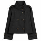 Trench Femme - Croisé Revers Ceinturé Style Rétro Manches Longues - Noir