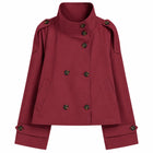 Trench Femme - Croisé Revers Ceinturé Style Rétro Manches Longues - Bordeaux