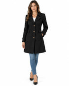 Trench Femme Beige - Court Cintré Boutonné Coupe Ajustée - Noir