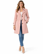 Trench Femme Beige - Court Cintré Boutonné Coupe Ajustée - Rose