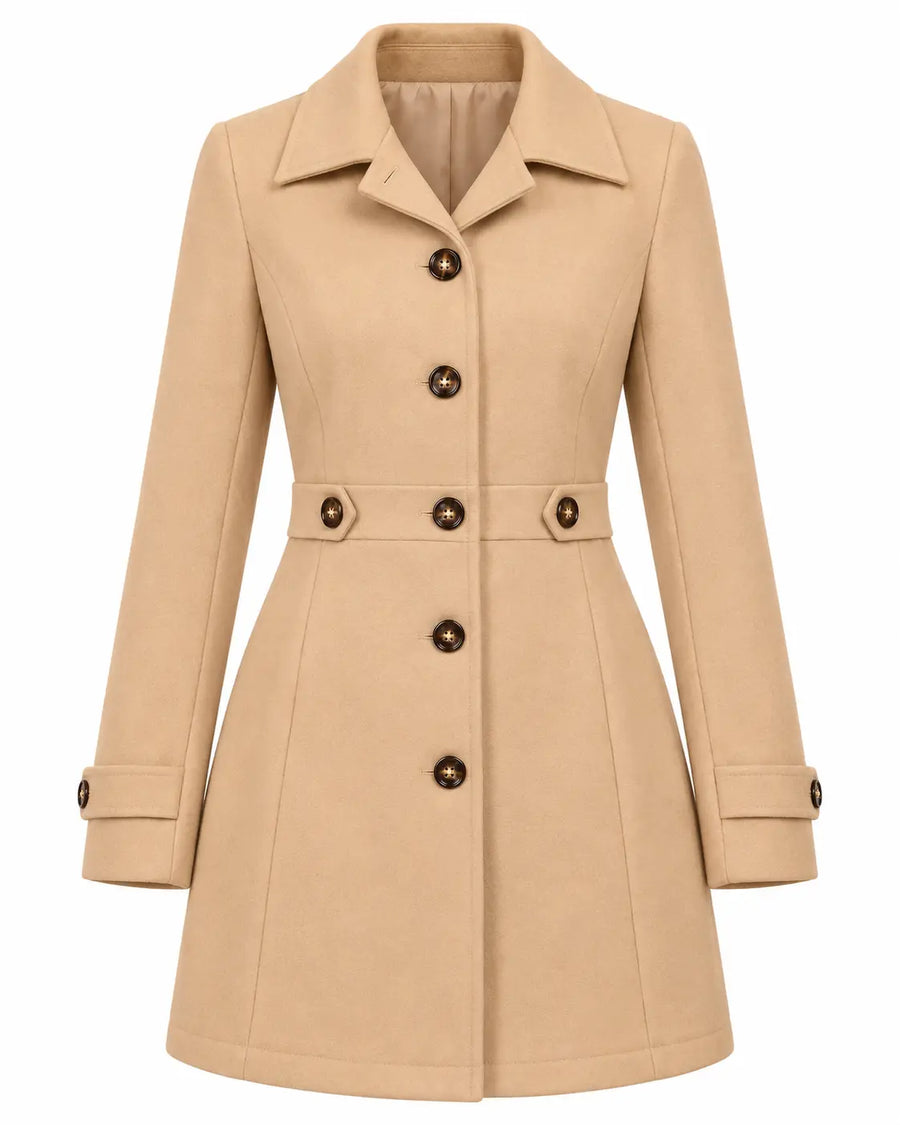 Trench Femme Champagne - Double Boutonnage Ceinturé Col Cranté Champagne