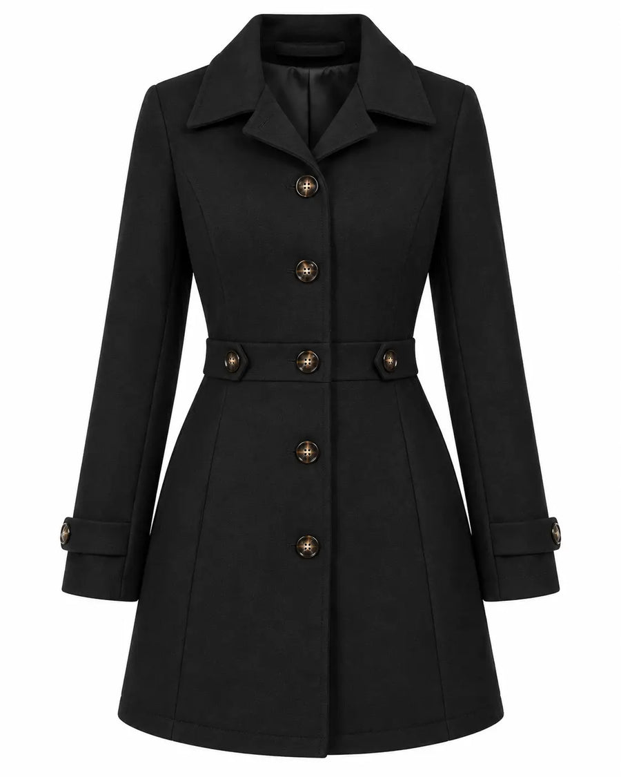 Trench Femme Champagne - Double Boutonnage Ceinturé Col Cranté Noir