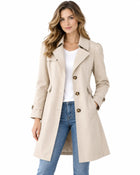 Trench Femme - Court Cintré Croisé Col Revers Poches Passepoilées - Beige
