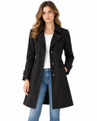 Trench Femme - Court Cintré Croisé Col Revers Poches Passepoilées - Noir