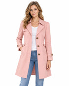 Trench Femme - Court Cintré Croisé Col Revers Poches Passepoilées - Rose