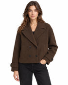 Trench Femme - Court Laine Mélangée Double Boutonnage Oversize - Kaki