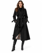Trench Femme - Long Double Boutonnage Ceinture Col à Revers - Noir