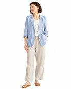 Veste Blazer femme coton et lin automne femme - Bleu clair