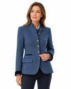 Veste Blazer élégantes Vintage boutonné femme - bleu foncé