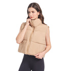 Veste courte bombé sans manche automne femme - Caraemel