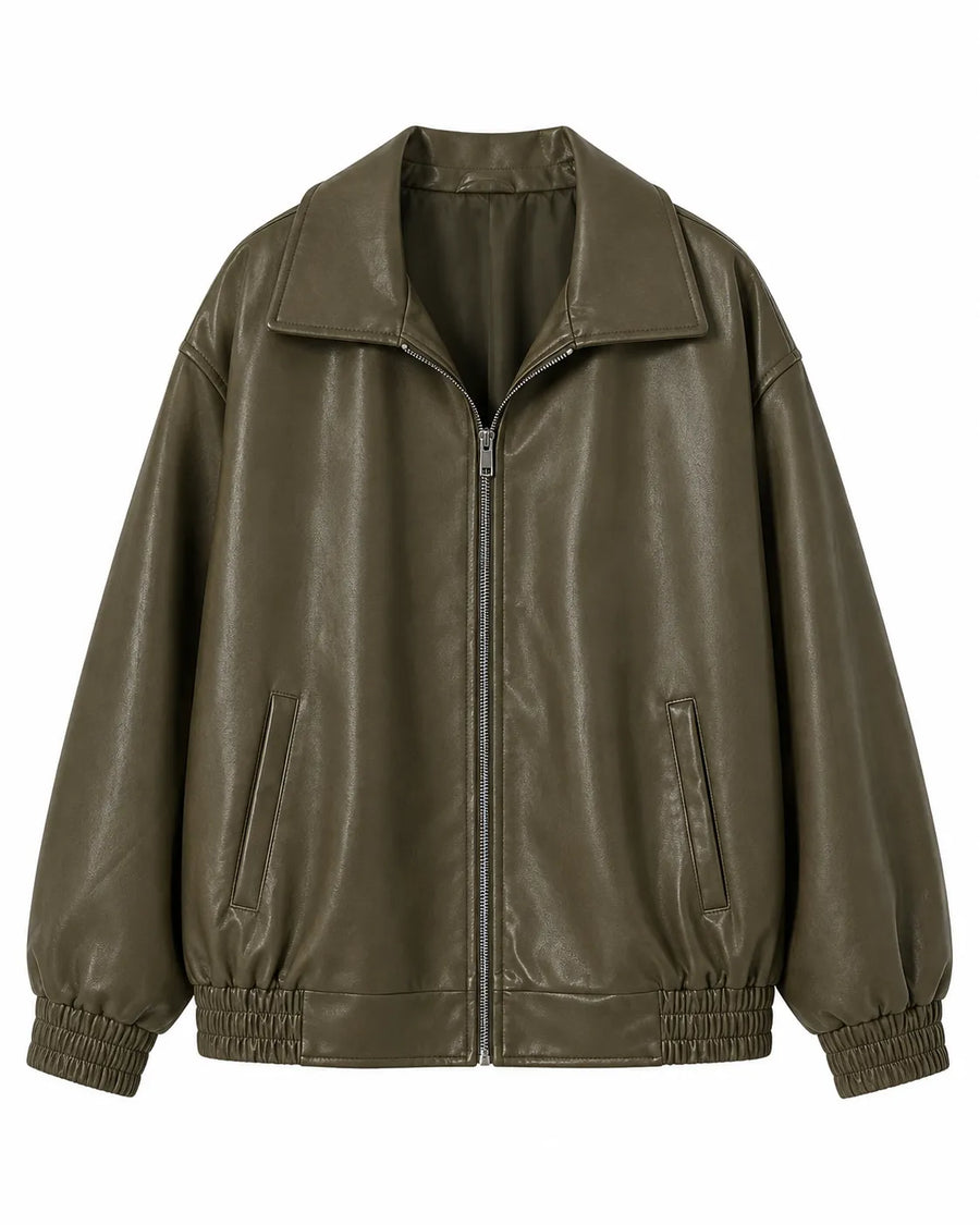 Veste en cuir femme - vue d'ensemble posée