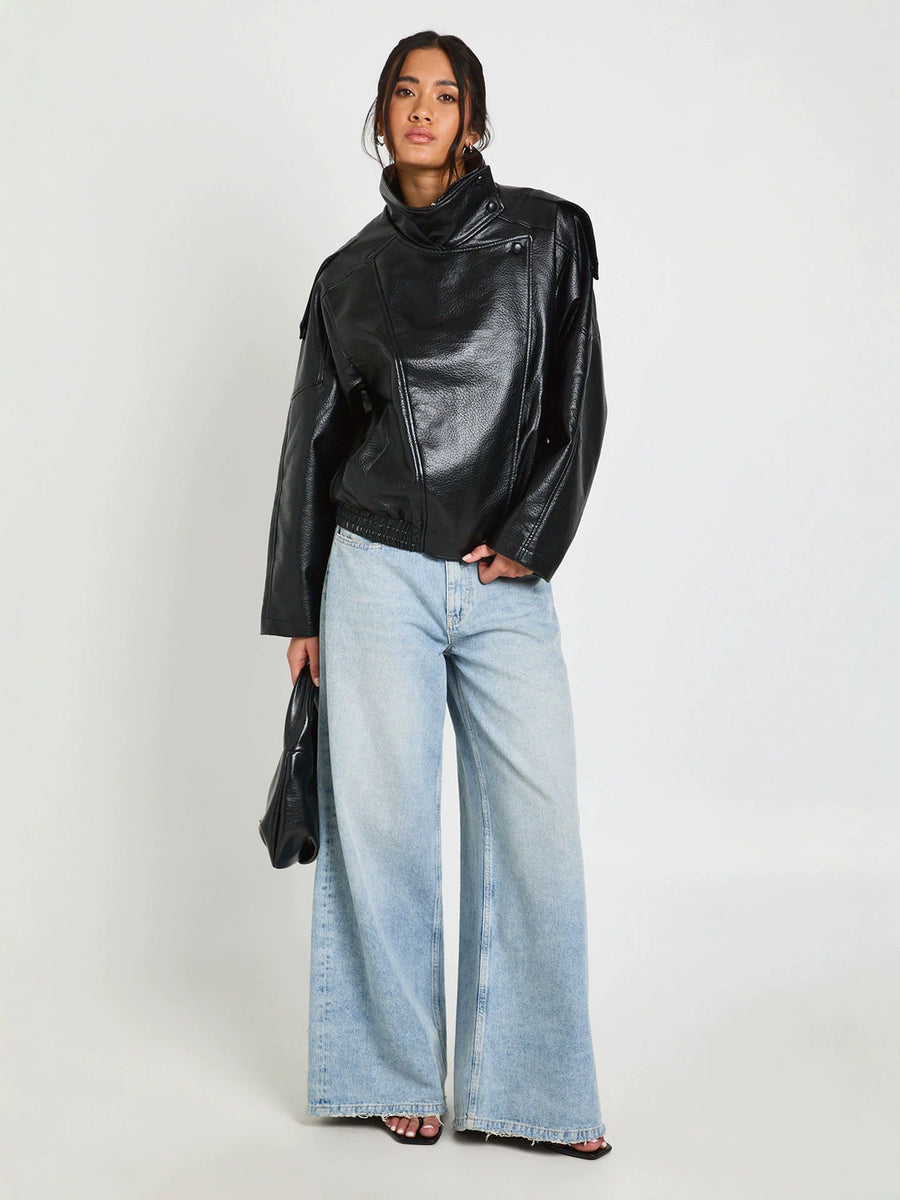 Veste en cuir femme - vue portée