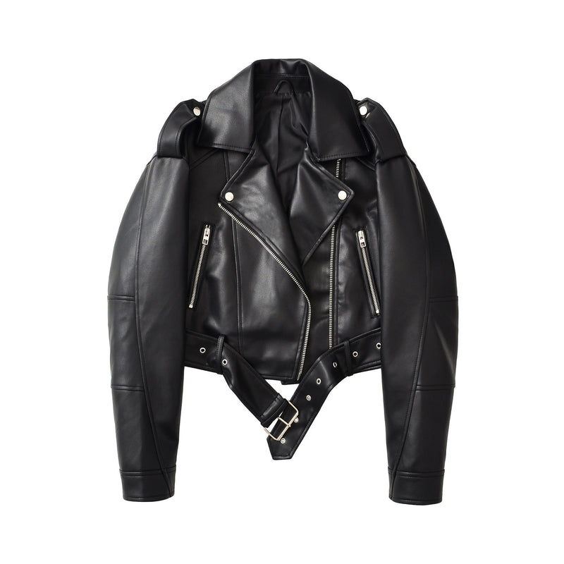 Veste en cuir femme coupe ample - vue face