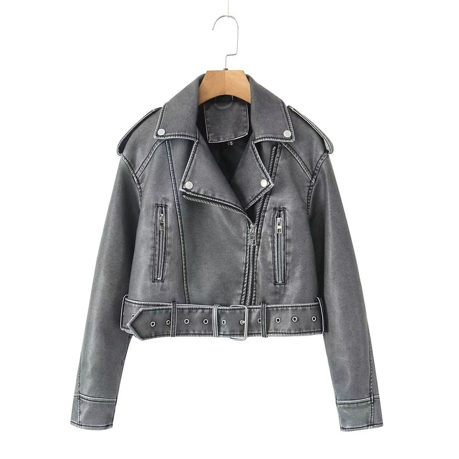 Veste en cuir femme - vue de dos