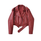 Veste en cuir femme coupe ample - Rouge brique