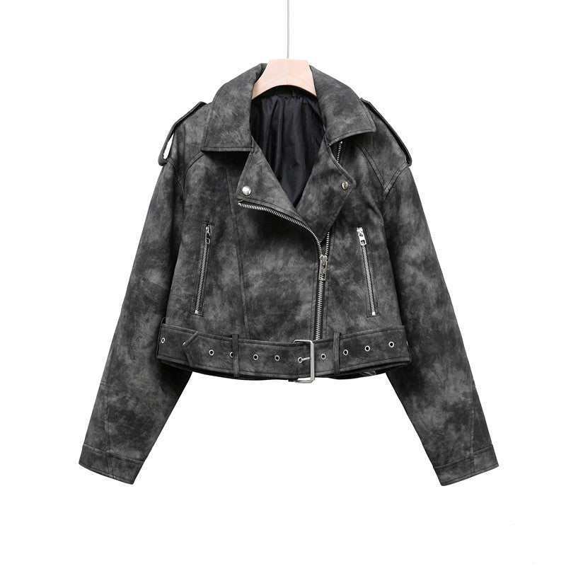 Veste en cuir femme coupe ample - vue d'ensemble