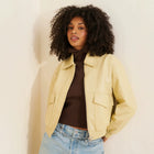 Veste en cuir élégante hiver femme - Champagne