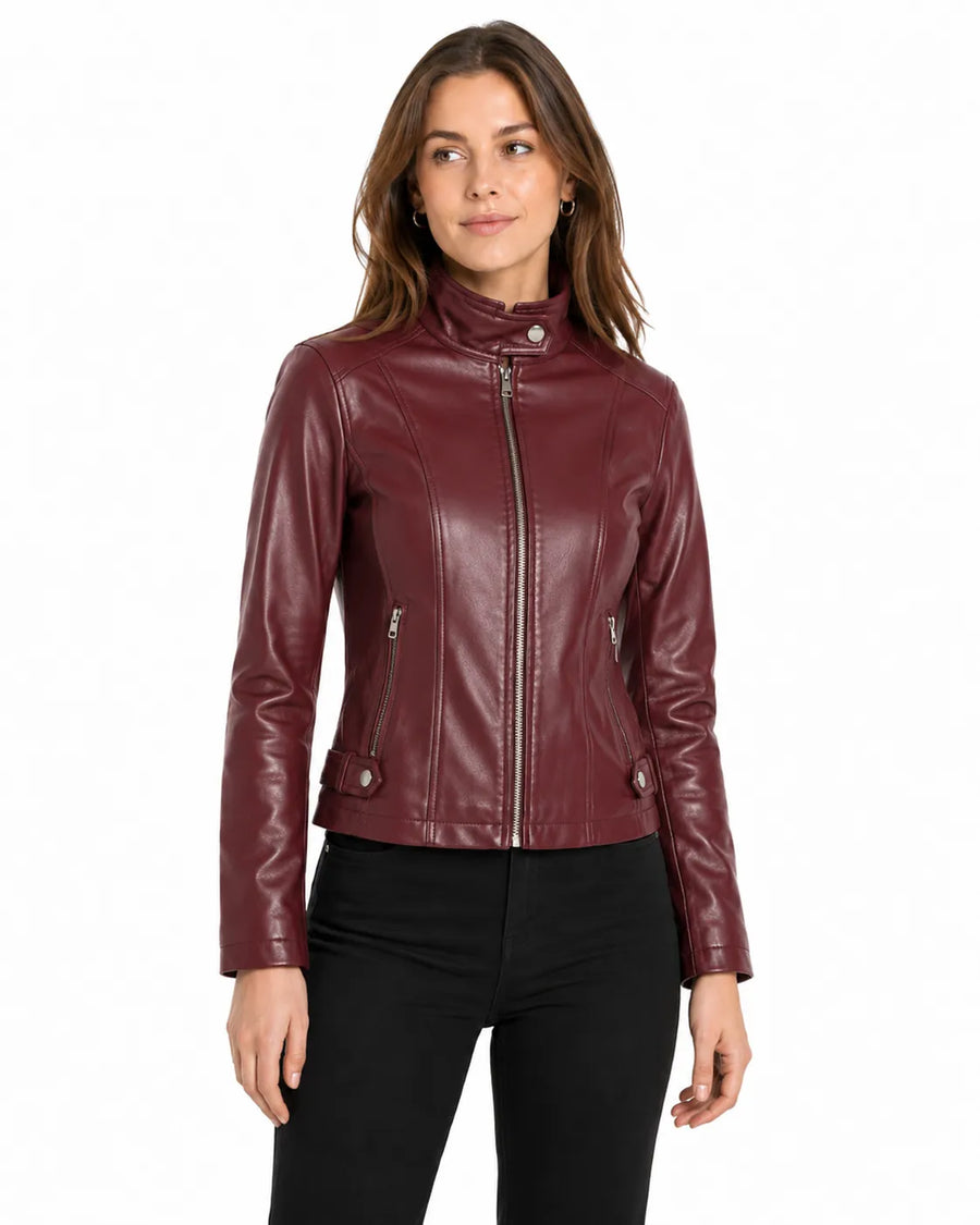 Veste en cuir femme - vue de côté