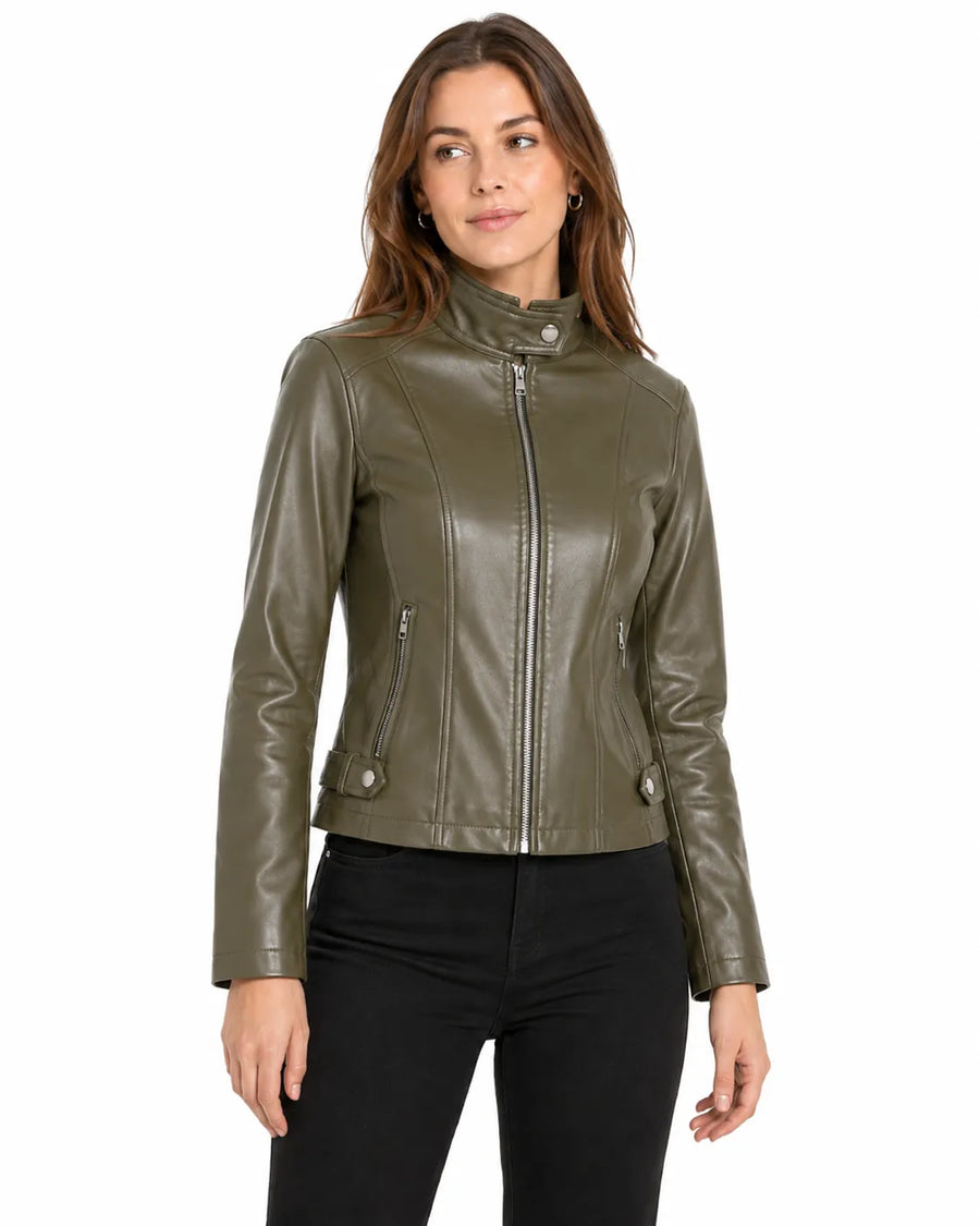 Veste en cuir femme - vue portée