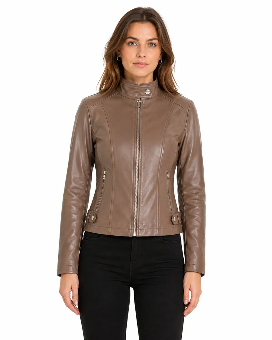 Veste en cuir femme - gros plan matière