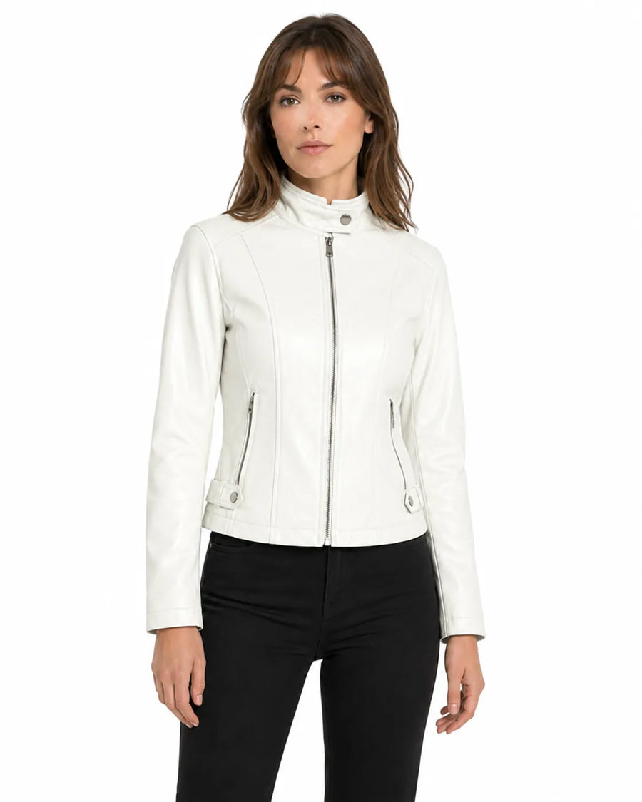 Veste en cuir femme - vue trois quart
