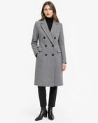 Veste longue trench-coat col en V femme - Gris