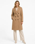Veste longue trench-coat col en V femme - beige