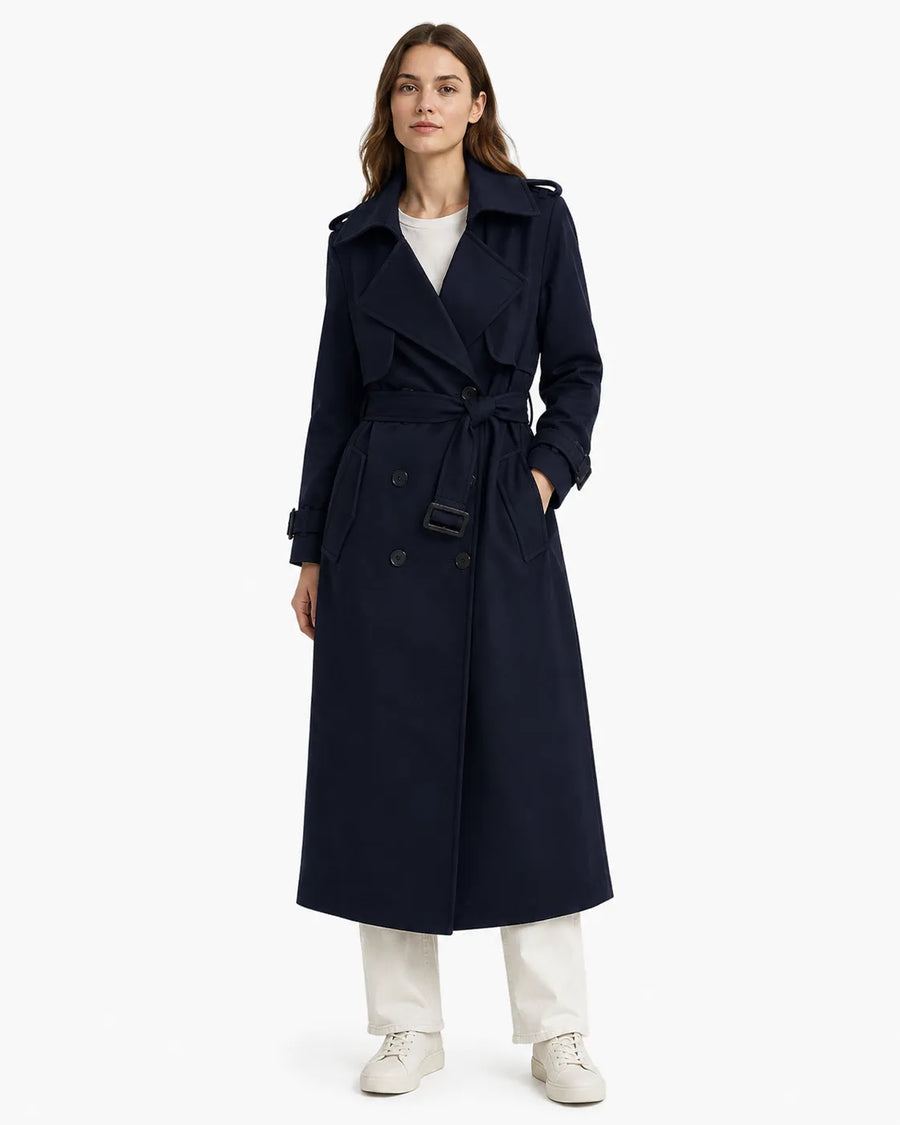 Veste longue trench-coat femme - vue portée