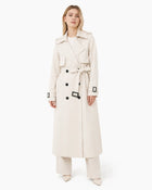 Veste longue Trench-coat caramel femme - Blanc crème