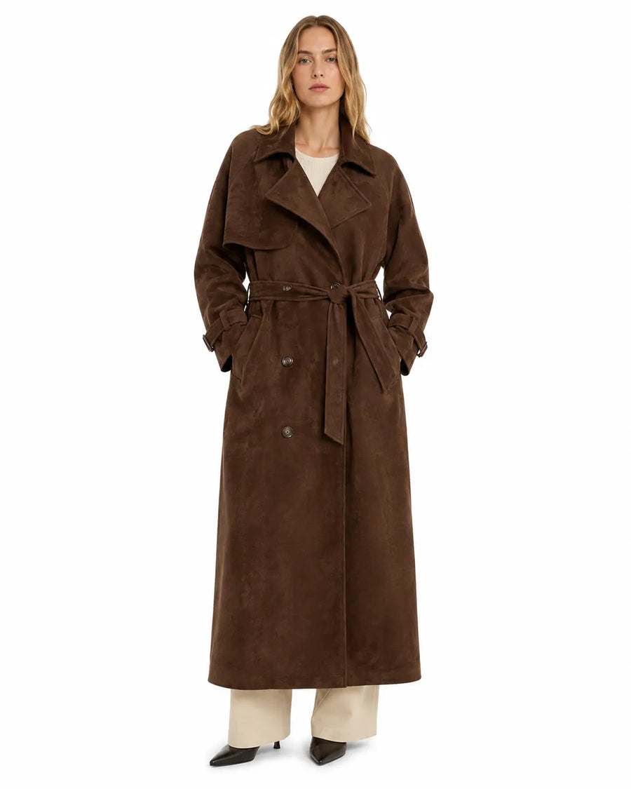 Veste longue trench-coat femme - vue portée