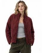 Veste Matelassée Femme - Col Montant Poches Plaquées - Bordeaux