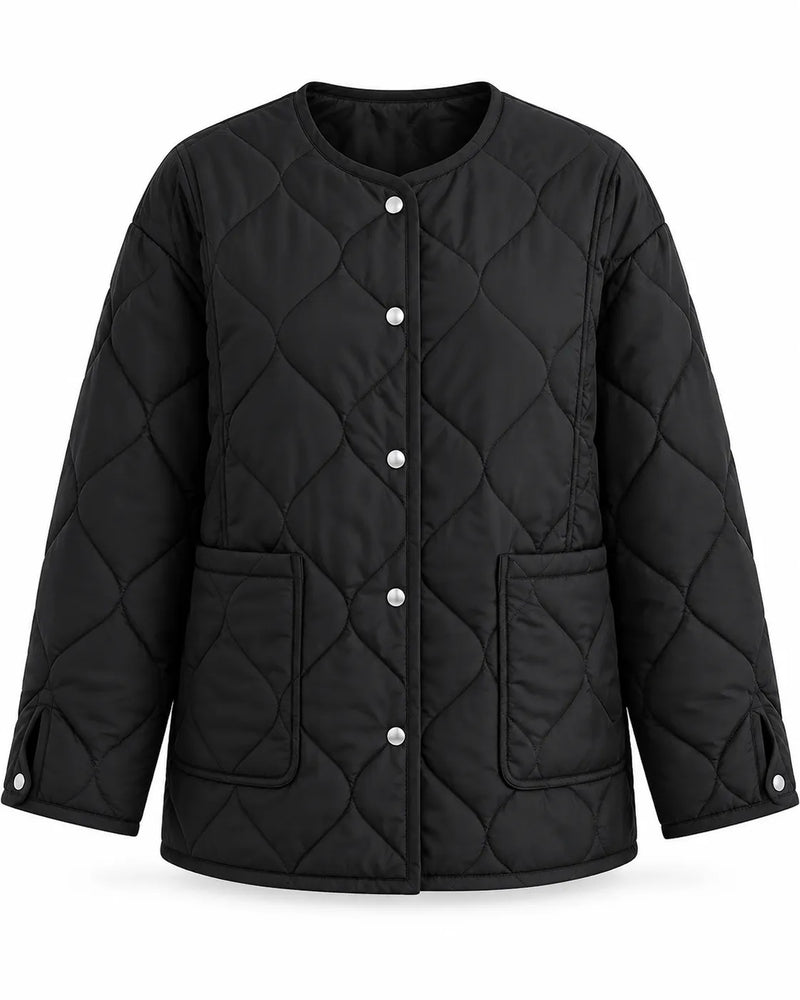 Veste Matelassée Femme Col Rond Motif Losange
