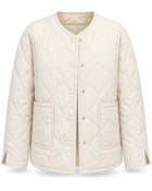Veste Matelassée Femme - Col Rond Motif Losange - Beige