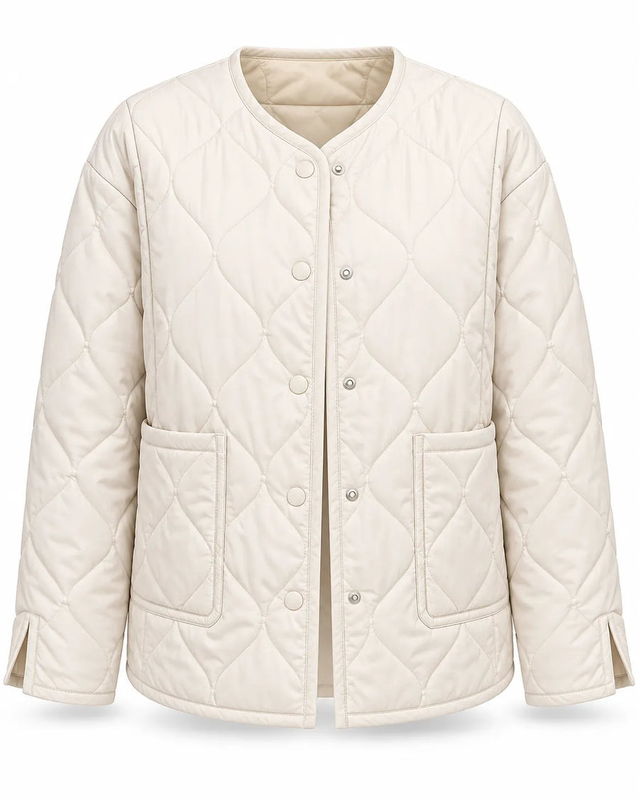 Veste Matelassée Femme Col Rond Motif Losange