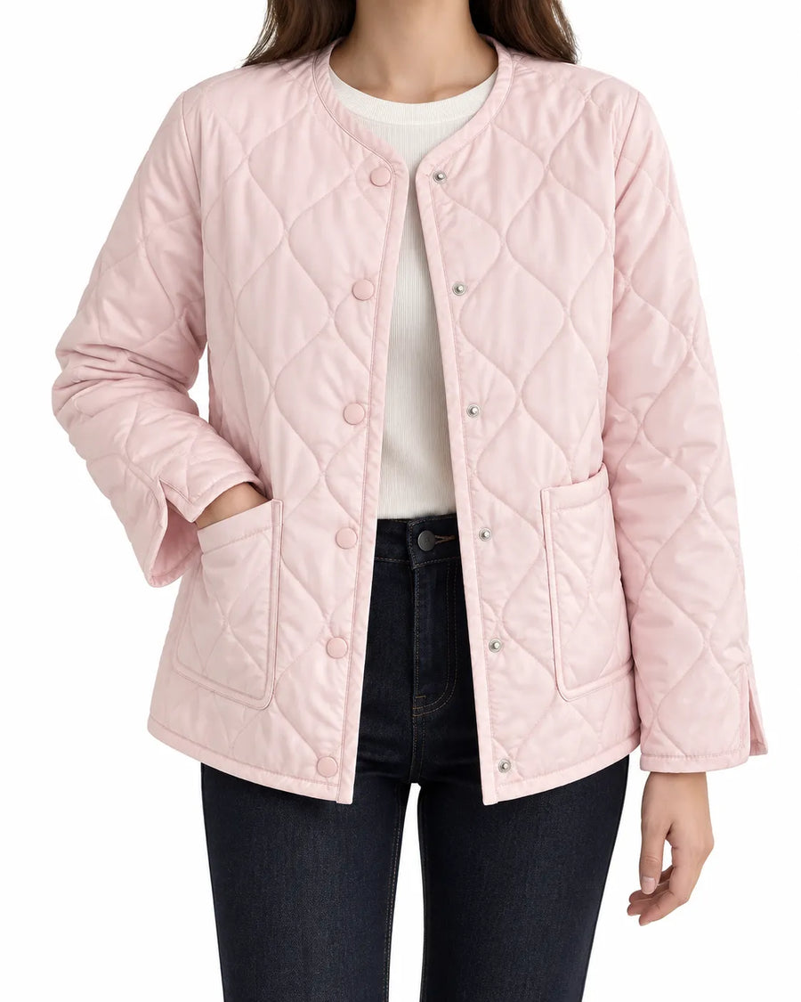 Veste Matelassée Femme Col Rond Motif Losange