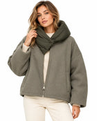 Veste Matelassée Oversize Femme - Capuche Zip Dissimulé - Olive