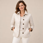 Veste Matelassée Femme - Col Rabattu Fermeture Boutons - Blanc